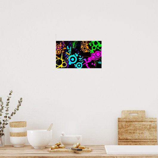 Abstract neon splaatstmodern canvus poster (Keuken)