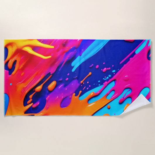 Abstract Neon Verf Druppel Design Strandlaken (Voorkant)