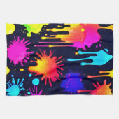 Abstract Neon Verf Druppel Kunstwerk Theedoek (Horizontaal)