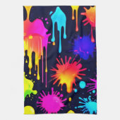 Abstract Neon Verf Druppel Kunstwerk Theedoek (Verticaal)
