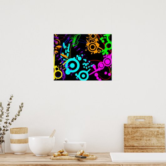 Abstract neonspionagemodern poster (Keuken)