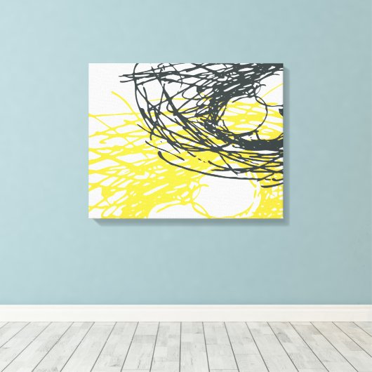 Abstract Nest in wit, grijs en geel Canvas Afdruk (Insitu (Houten vloer))