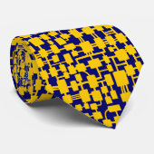 Abstract netwerk - Ambergeel op donkerblauw 00066 Stropdas (Opgerold)