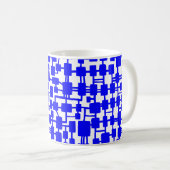 Abstract netwerk - Blauw op rood Koffiemok (Voorkant rechts)