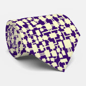 Abstract Netwerk - Cream op Diep Paars 330066 Stropdas (Opgerold)