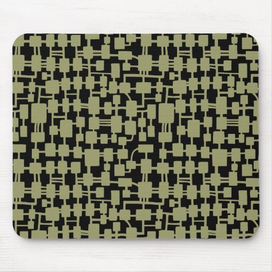 Abstract netwerk - Khaki over zwart Muismat (Voorkant)