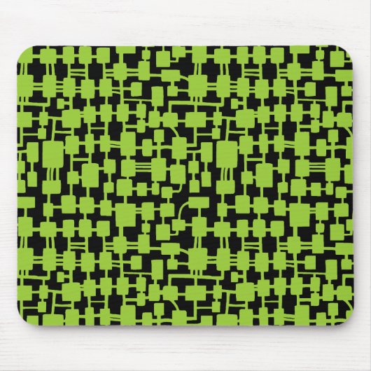 Abstract netwerk - Martian Green op zwart Muismat (Voorkant)