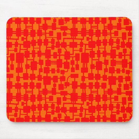 Abstract netwerk - Rood op Oranje FF6600 Muismat (Voorkant)