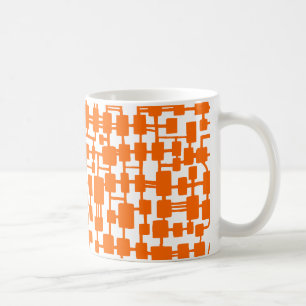 Abstract Netwerk - Sinaasappel op Wit Koffiemok
