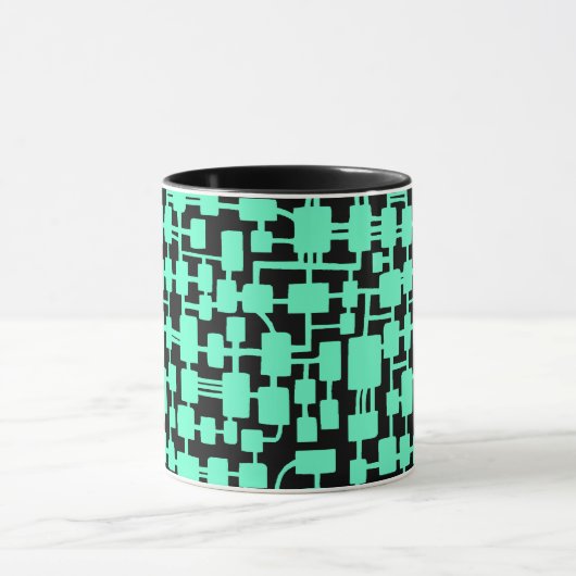 Abstract netwerk - Turquoise on Black Mok (Midden)