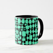 Abstract netwerk - Turquoise on Black Mok (Voorkant rechts)