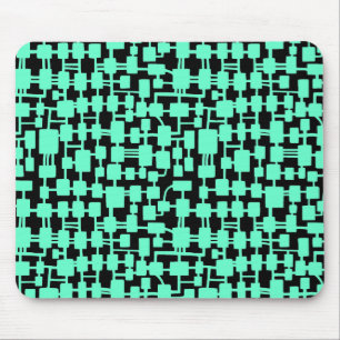 Abstract netwerk - Turquoise on Black Muismat