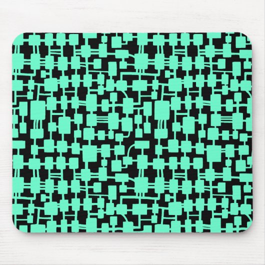 Abstract netwerk - Turquoise on Black Muismat (Voorkant)