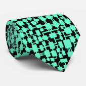 Abstract netwerk - Turquoise on Black Stropdas (Opgerold)