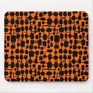 Abstract netwerk - zwart op Oranje FF6600 Muismat
