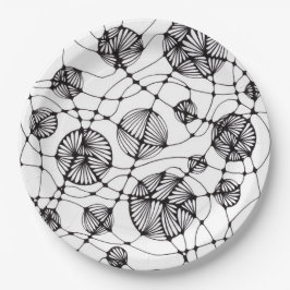 Abstract Neurografisch Lijnen en Cirkels Patroon P Papieren Bordje