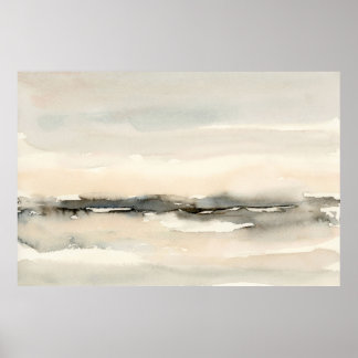 Abstract neutraal Blush roze Waterverf Landschap Poster