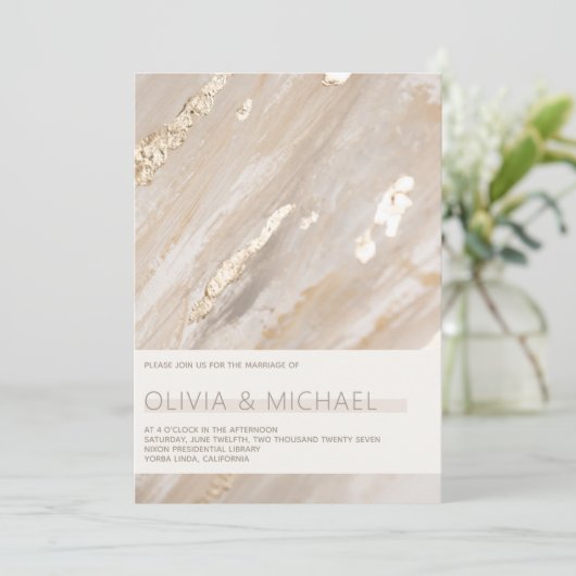 Abstract neutraal schilderachtig champagne goud mo kaart (Staand voorkant)