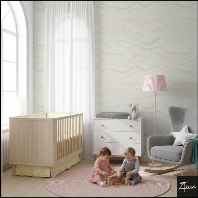 Abstract Neutral Beige Wavy Seamless Pattern Behang (Creator heeft geüpload)