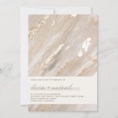 Abstract Neutral Brushstrokes Gold Modern Script Kaart (Voorkant)
