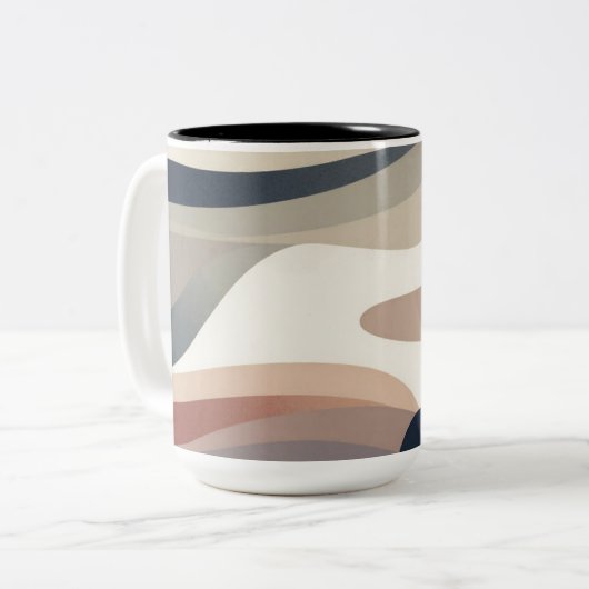 Abstract Neutral Tweekleurige Koffiemok (Voorkant links)