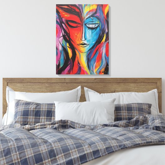 Abstract nevelschilderij canvas afdruk (Insitu (Slaapkamer))