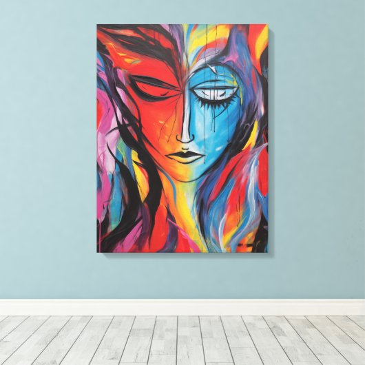 Abstract nevelschilderij canvas afdruk (Insitu (Houten vloer))