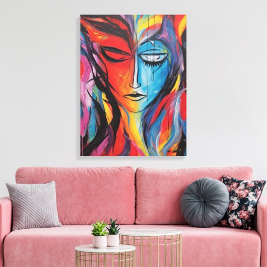 Abstract nevelschilderij canvas afdruk (Insitu (Woonkamer))