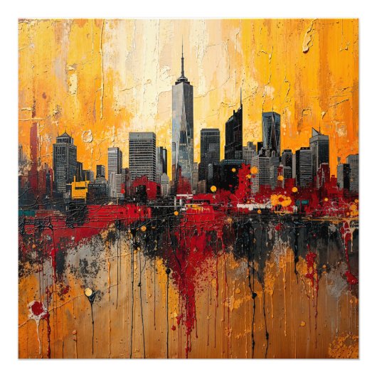 Abstract New York City Skyline Foto Afdruk (Voorkant)