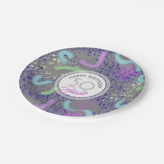 Abstract, niet-gepersonaliseerd 50th Birthday P Bo Papieren Bordje (Gekanteld)