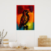 Abstract Nightingale in Color Fields Expressionist Poster (Keuken)