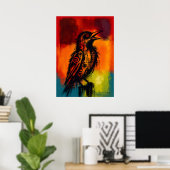 Abstract Nightingale in Color Fields Expressionist Poster (Thuiskantoor)