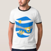 Abstract Noah's Ark Blauw Geel Grijs T-shirt (Voorkant)