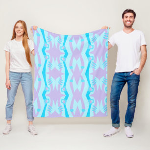 Abstract Noah's Ark Blue Lila Fleece Deken