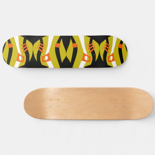 Abstract Noah's Ark Zwart Olijf Sinaasappel Wit Persoonlijk Skateboard (Horizontaal)