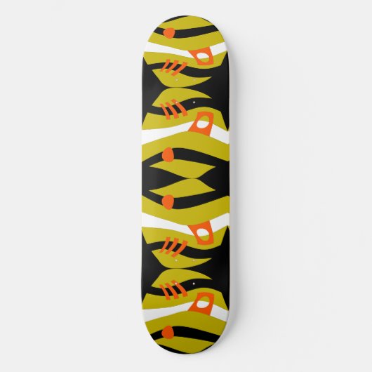 Abstract Noah's Ark Zwart Olijf Sinaasappel Wit Persoonlijk Skateboard (Voorkant)