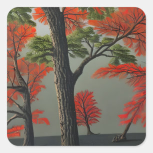 Abstract noordelijk herfst vierkante sticker