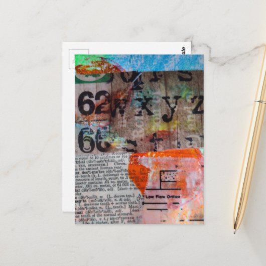 Abstract Numbers Letters Grunge collage  Briefkaart (Voorkant / Achterkant in situ)