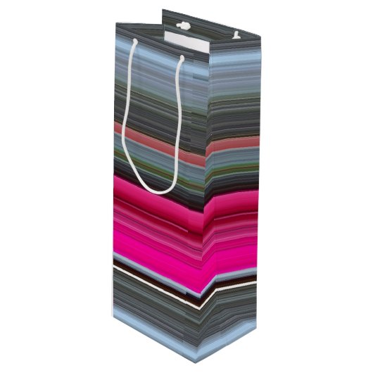 Abstract nummer 1: Cerise en grijs Wijn Cadeautas (Voorkant Gekanteld)