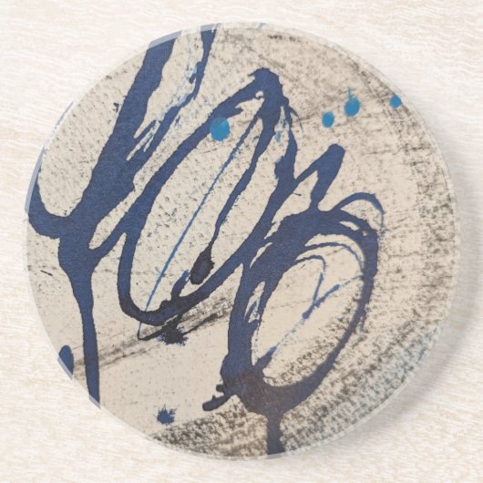 Abstract O - blauw en grijs Zandsteen Onderzetter (Voorkant)