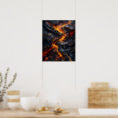 Abstract Obsidiaan Lavastroom Vuur Kunst Poster (Keuken)