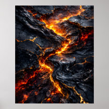 Abstract Obsidiaan Lavastroom Vuur Kunst Poster