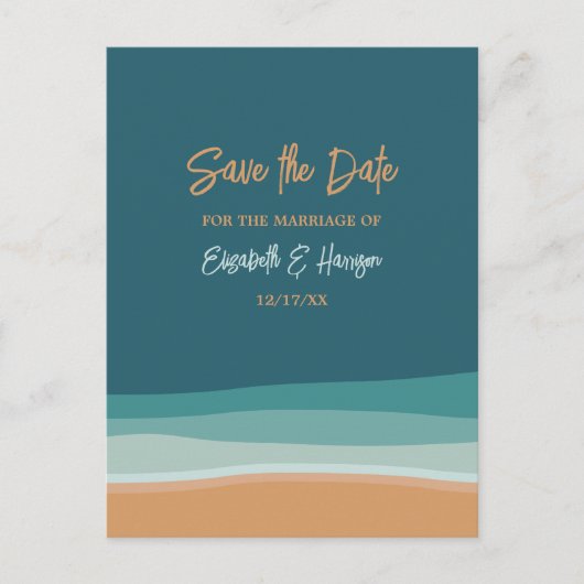 Abstract Ocean Beach Bruiloft Save The Date Aankondigingskaart (Voorkant)