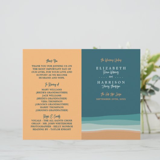 Abstract Ocean Beach huwelijksprogramma (Staand voorkant)