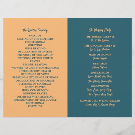 Abstract Ocean Beach huwelijksprogramma (Achterkant)