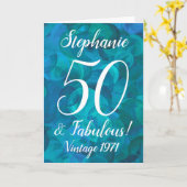Abstract Ocean Blue Blauwgroen 50 en Fabulous Birt Kaart (Gele Bloem)