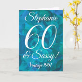 Abstract Ocean Blue Blauwgroen 60 en Sassy Birthda Kaart (Gele Bloem)