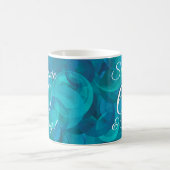 Abstract Ocean Blue Blauwgroen 60 en Sassy Birthda Koffiemok (Center)