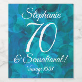 Abstract Ocean Blue Blauwgroen 70 en Sensational Wijn Etiket (Enkel label)