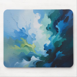 Abstract Ocean Breeze – Fluid Blue & Green Art Muismat